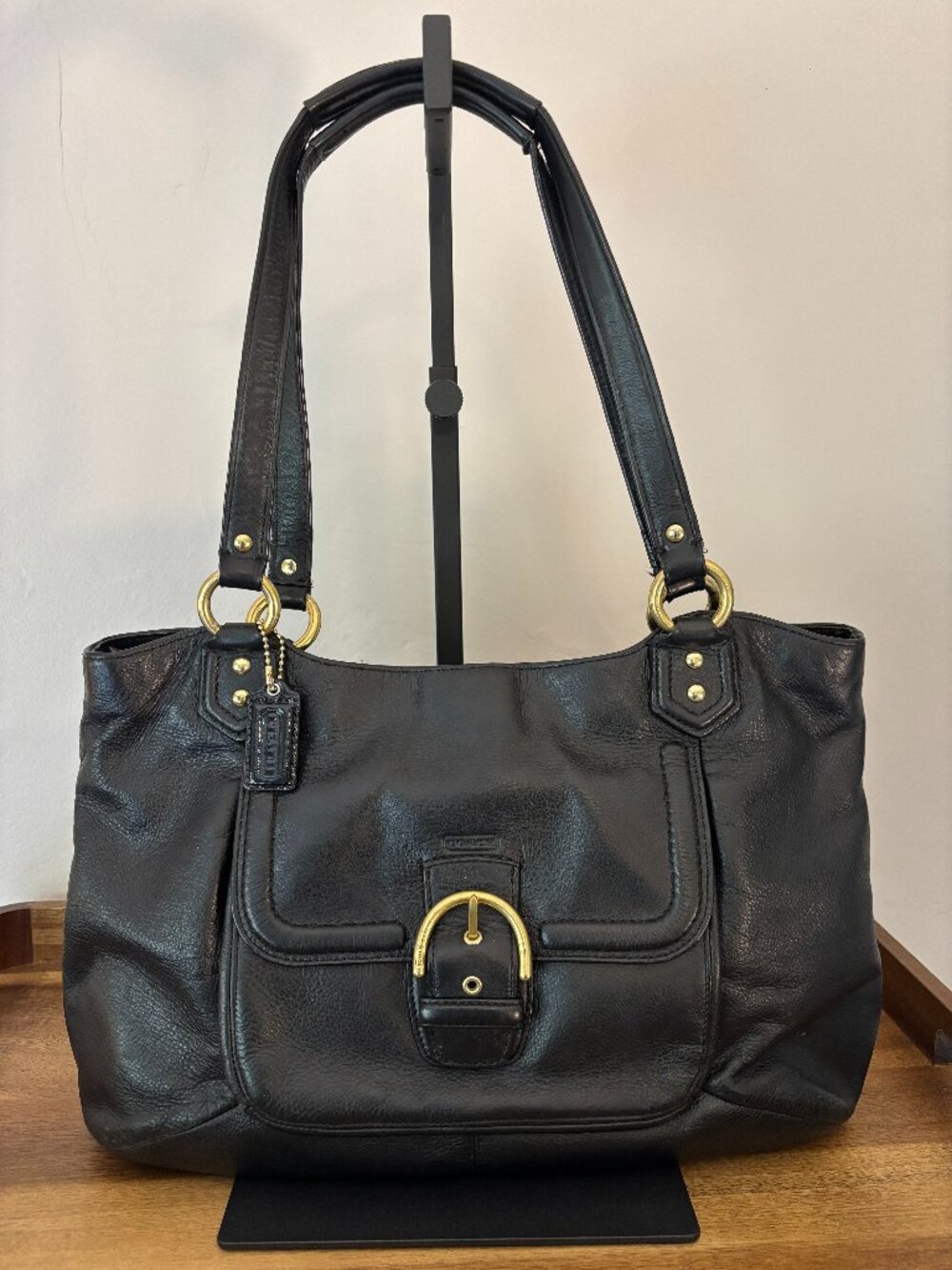 Coach Campbell Belle Black Leather Carryall Shoulder Bag
